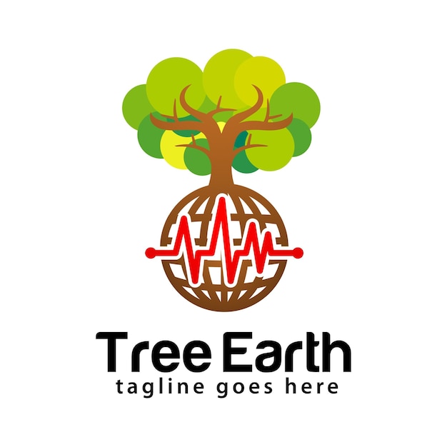 Vector tree earth logo design template