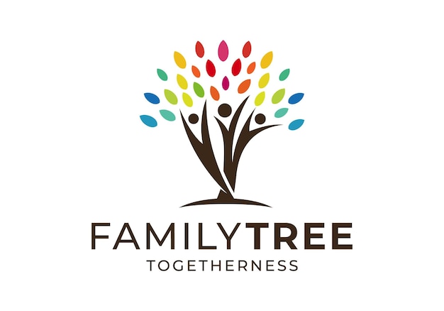 나무 가족 사람들 연합 생명 나무 로고 아이콘 터 디자인 일러스트레이션