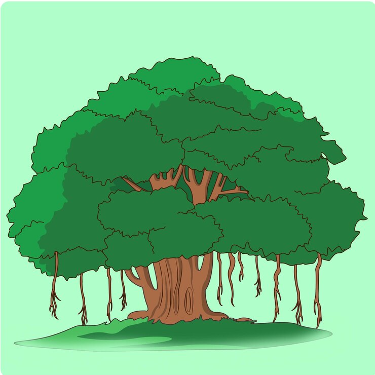 Vector tree girl illustration