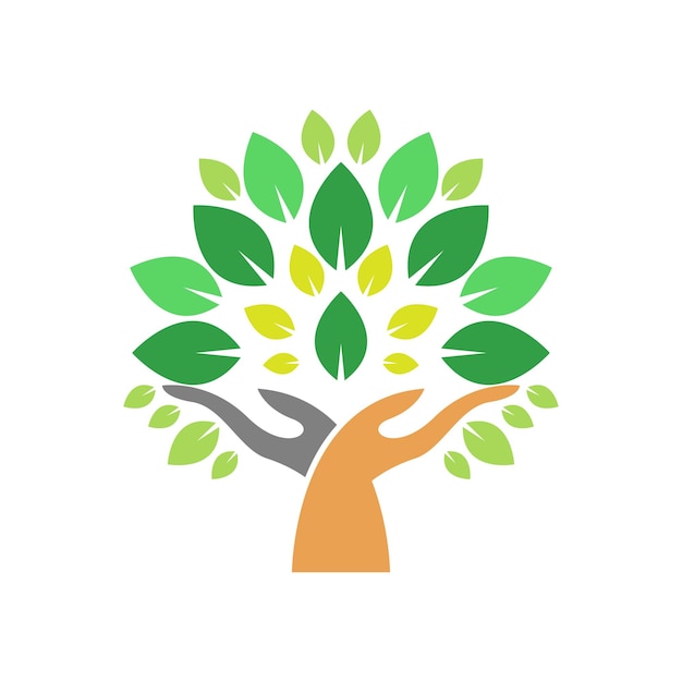 Tree hand logo icon design