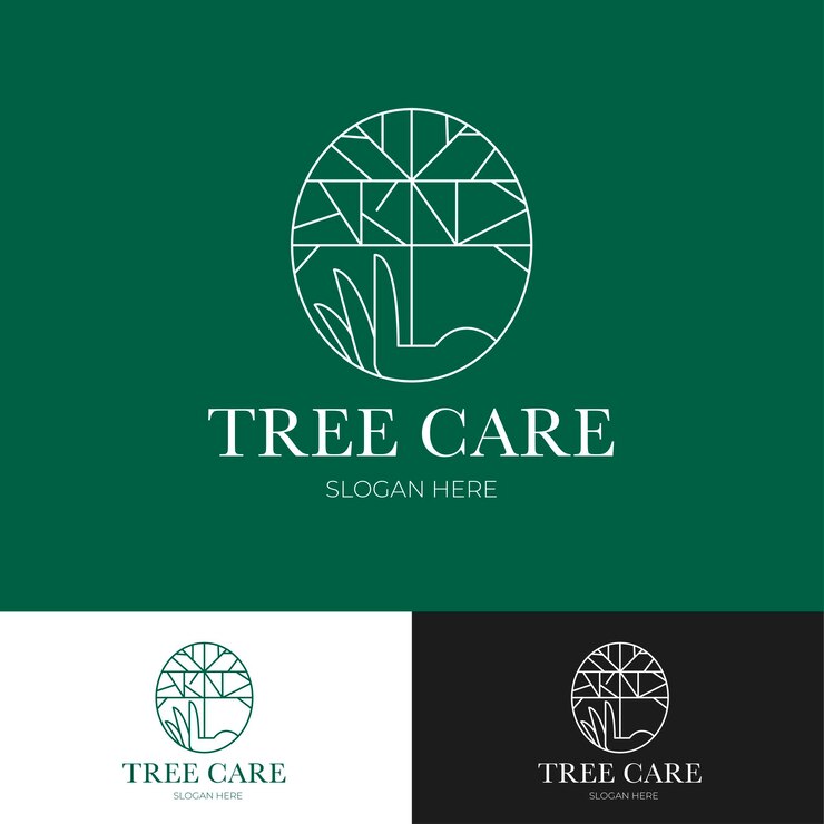 Vector tree in hand logotype symbol in luxury style