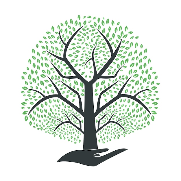 Vector tree in hand vector logo design natural products logo