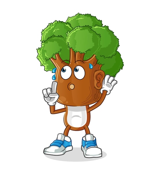 Tree head cartoon eavesdropping vector. cartoon character