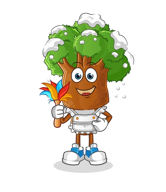 Tree head cartoon maid mascot cartoon vector