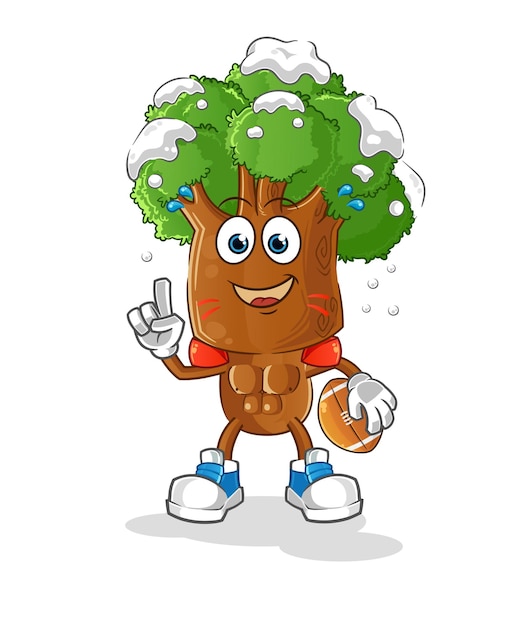 Tree head cartoon playing rugby character cartoon vector