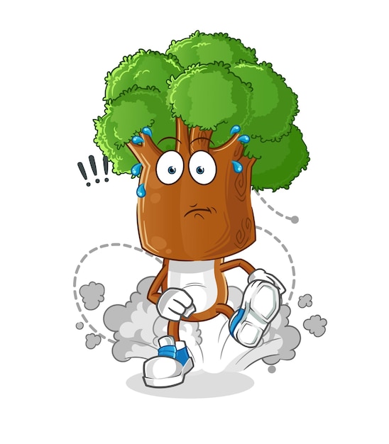 Tree head cartoon running illustration character vector