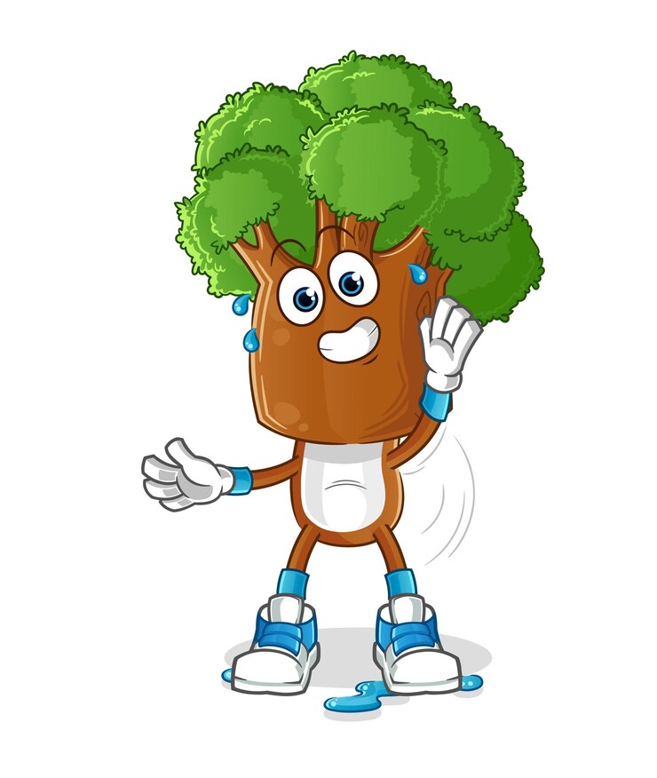 Vector tree head cartoon stretching character cartoon mascot vector