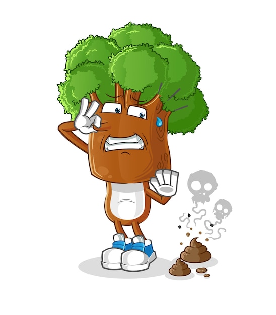 Vector tree head cartoon with stinky waste illustration. character vector