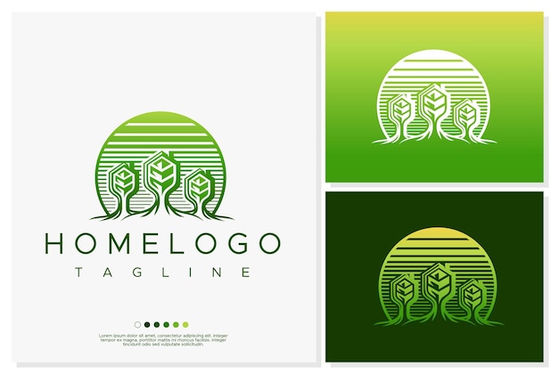 Tree home logo design template.