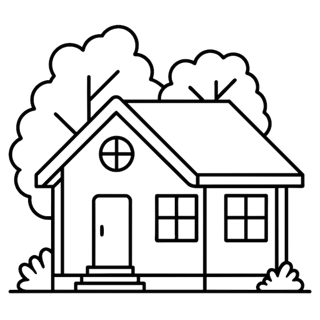 Vector tree house coloring page