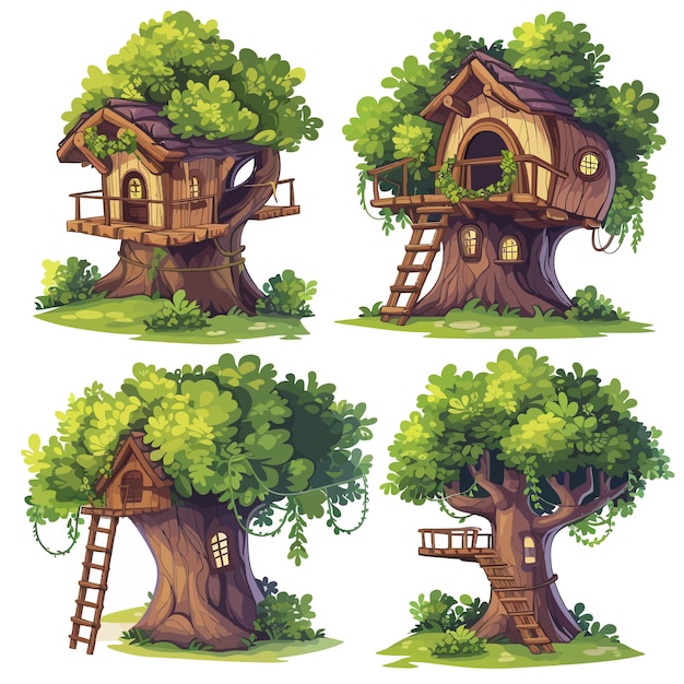 Tree_house_concept_Vector_illustration (Концепция деревянного дома_вектор_иллюстрация)
