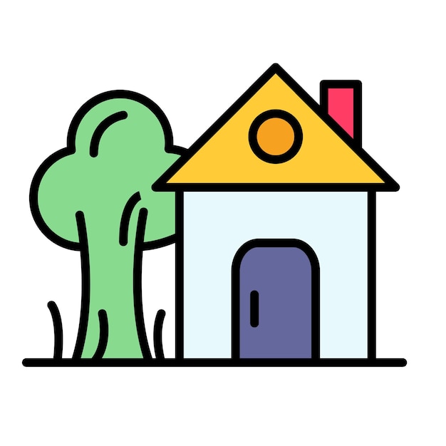 Tree House Flat Illustration