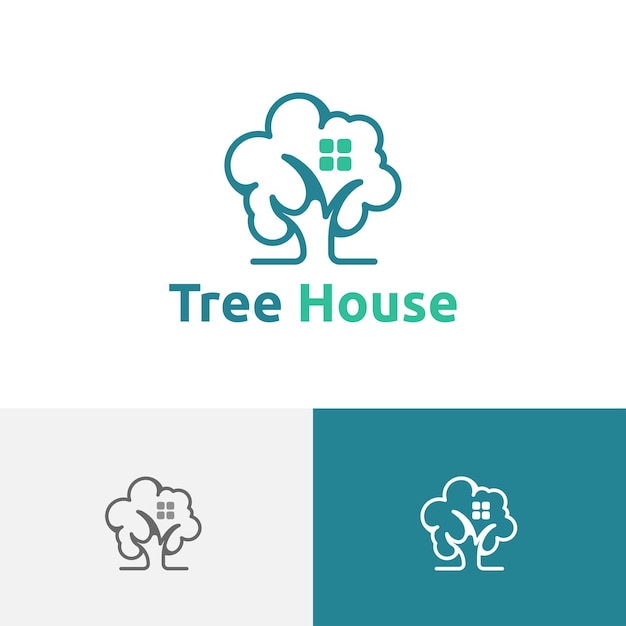 Дом на дереве Зеленая природа Недвижимость Недвижимость Логотип
