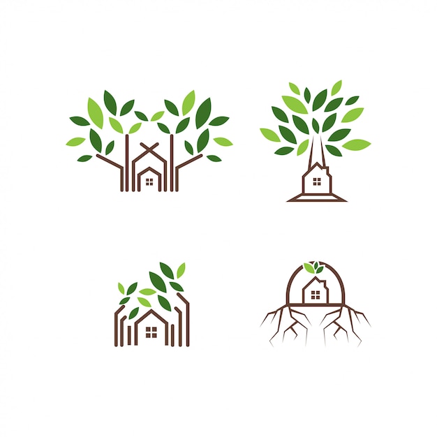 Modello di progettazione di logo casa sull'albero