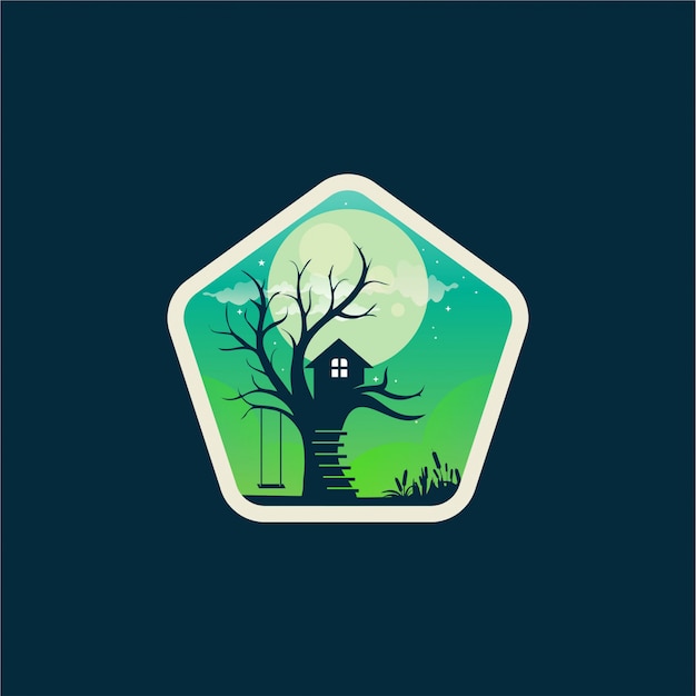 Vector tree house logo design