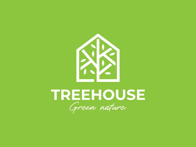 Tree house logo vector illustration nature house logo template