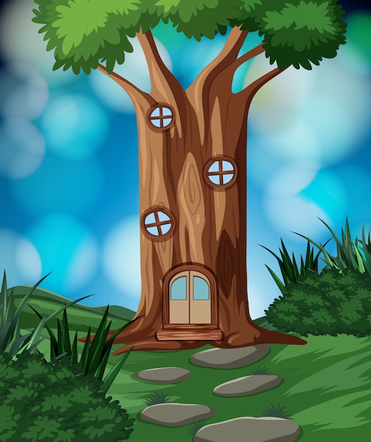 Una casa sull'albero in natura
