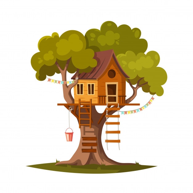 Vector tree house for playing and parties.