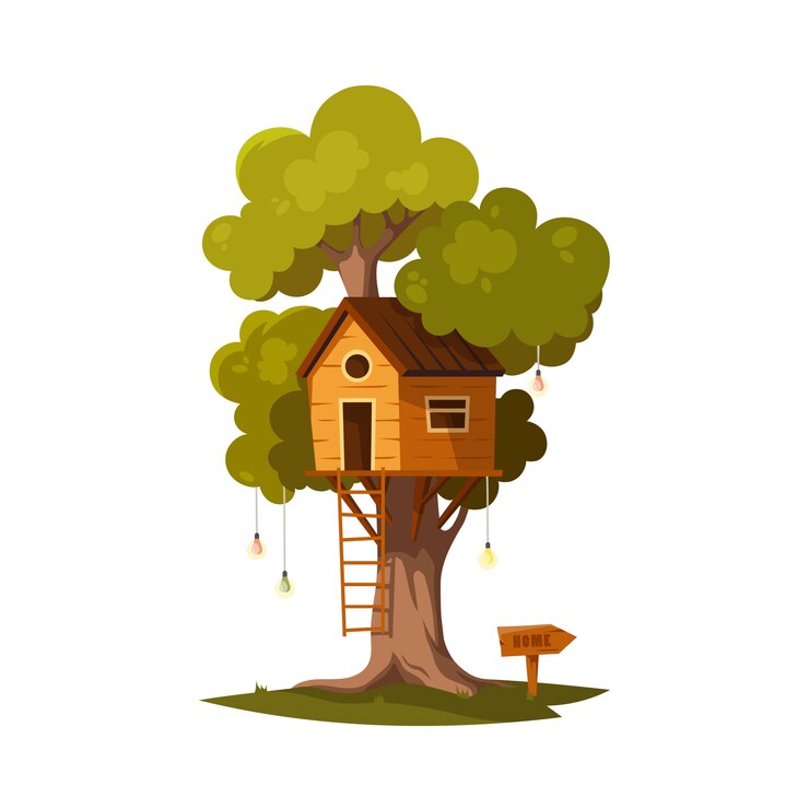 Vector tree house for playing and parties.