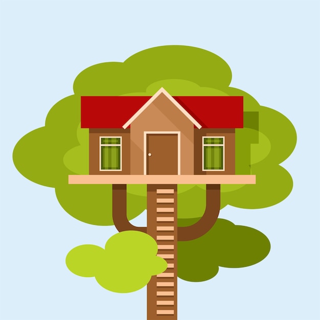 Tree house vector clip art isolated background