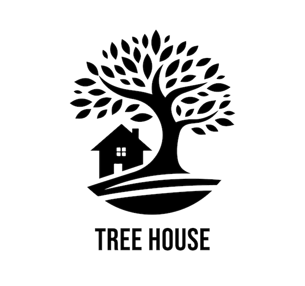 Vector tree house vector logo design