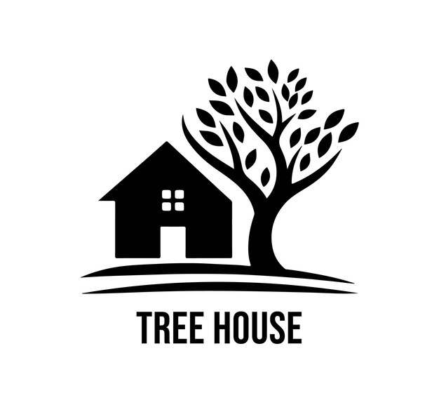 Progettazione del logo vettoriale della casa sull'albero