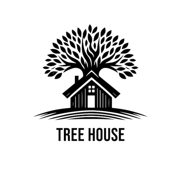 Progettazione del logo vettoriale della casa sull'albero