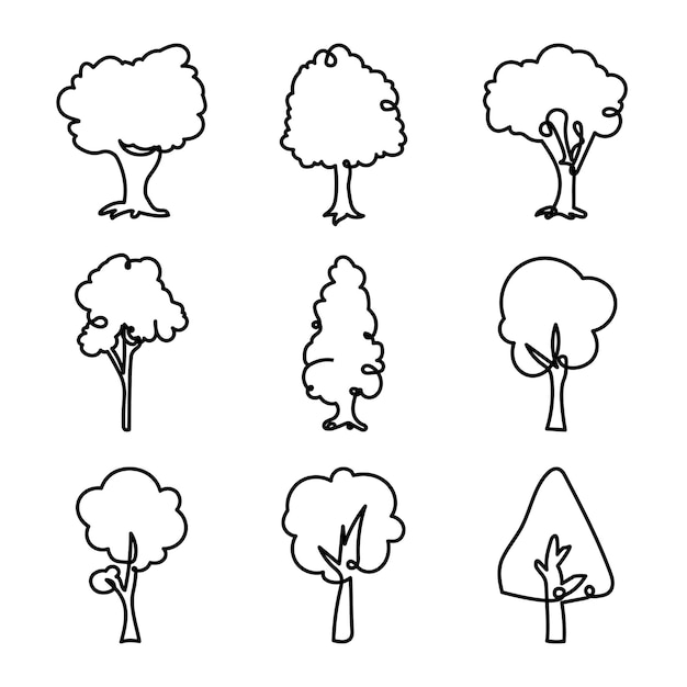 Vettore stile del contorno del disegno dell'icona dell'albero