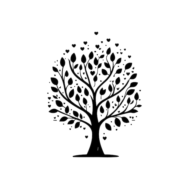 Tree Icon hand draw black colour world kindness day logo vector element and symbol