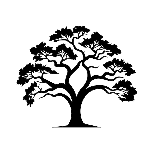 Tree icon isolated black on white background Vector Illustration