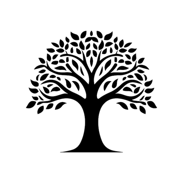 Tree icon isolated black on white background Vector Illustration