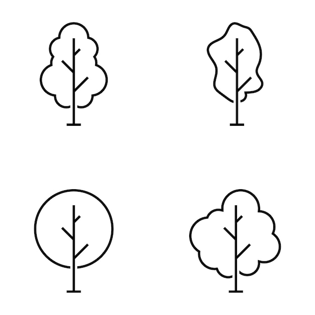 Progettazione del modello dell'illustrazione di vettore di arte di linea dell'icona dell'albero