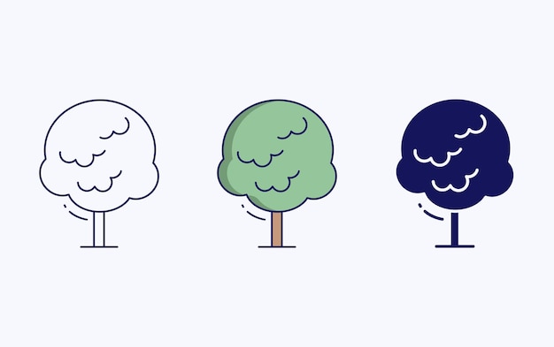 Tree icon, line and glyph vector illustration