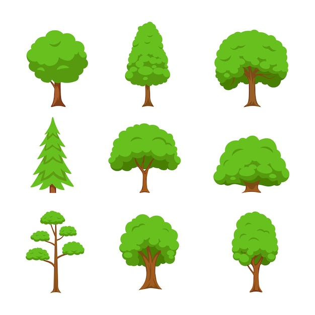 Tree icon tree icon set cartoon style forest trees