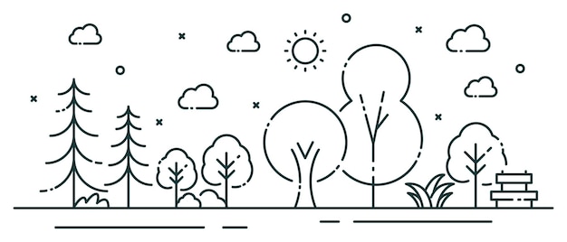 Illustrazione dell'albero in stile linea concetto naturale