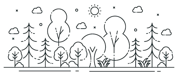 Tree illustration in line style Natural concept
