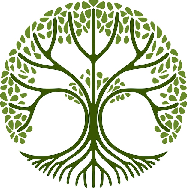 tree illustration logo design tree with leaves and stalk as icon