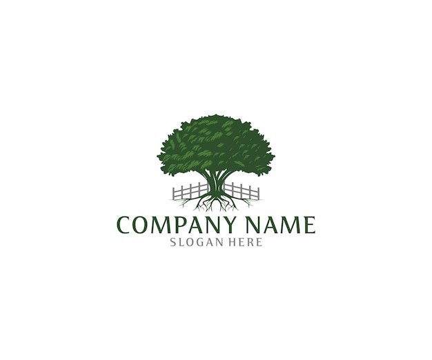 Tree illustration silhouette logo design