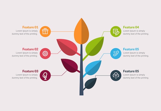 Tree infographic With Leaf Vector Template