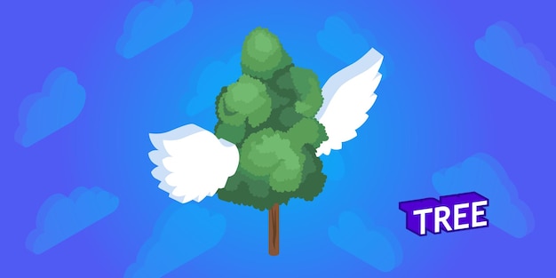 Tree isometric design icon Vector web illustration 3d colorful concept