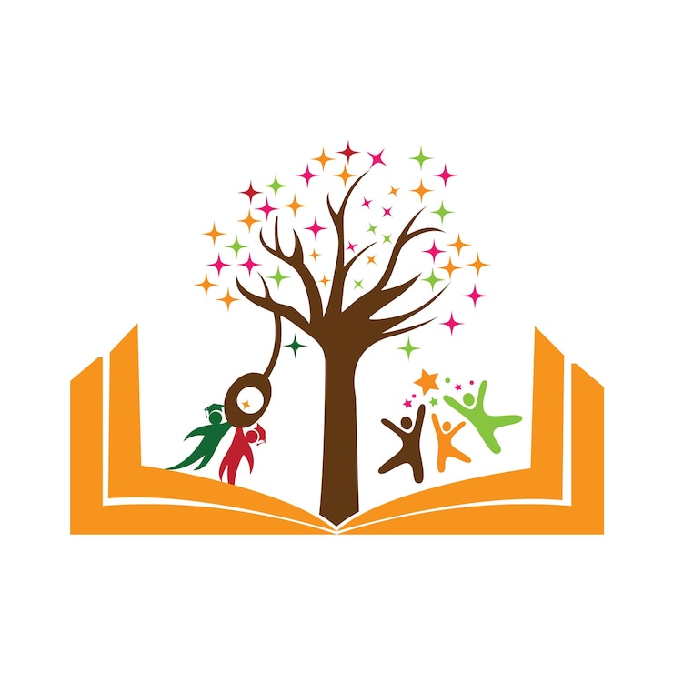 Vector tree kids logo playful template