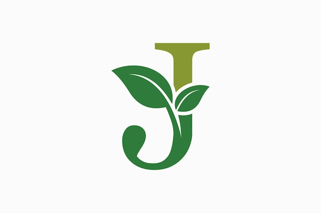 木の葉のロゴのデザイン 文字のロゴ j コンセプト プレミアムベクトル
