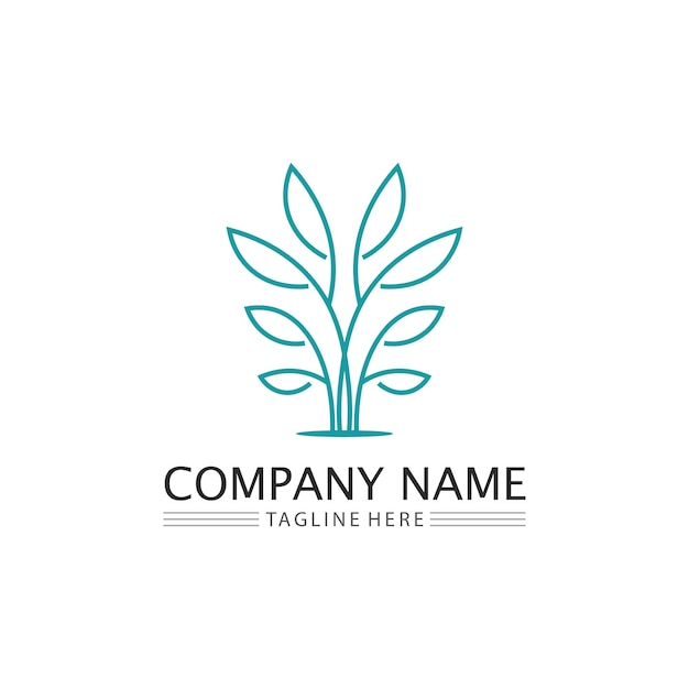 Tree leaf vector and green logo design friendly concept