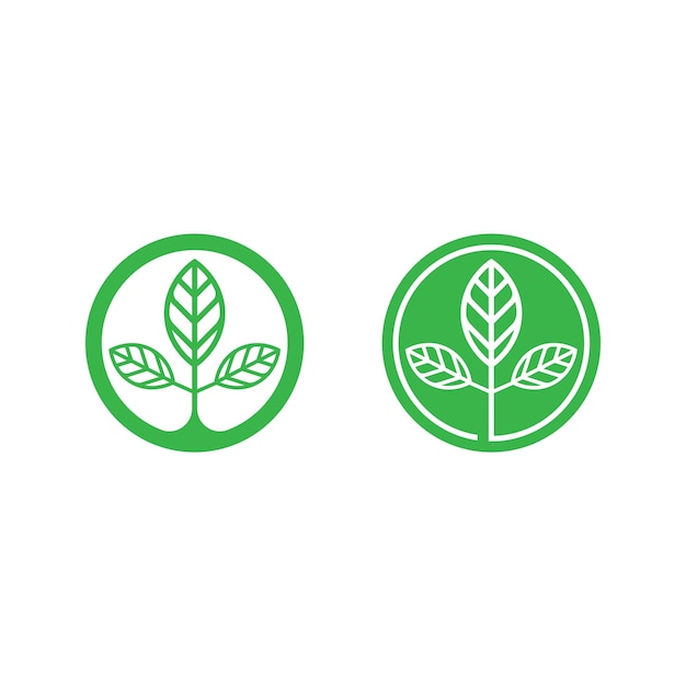 Вектор листа дерева и зеленый логотип дизайн дружественной концепции