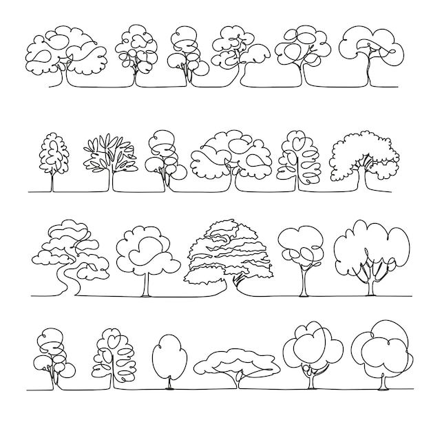 Tree line art drawing illustration Minimalist logo