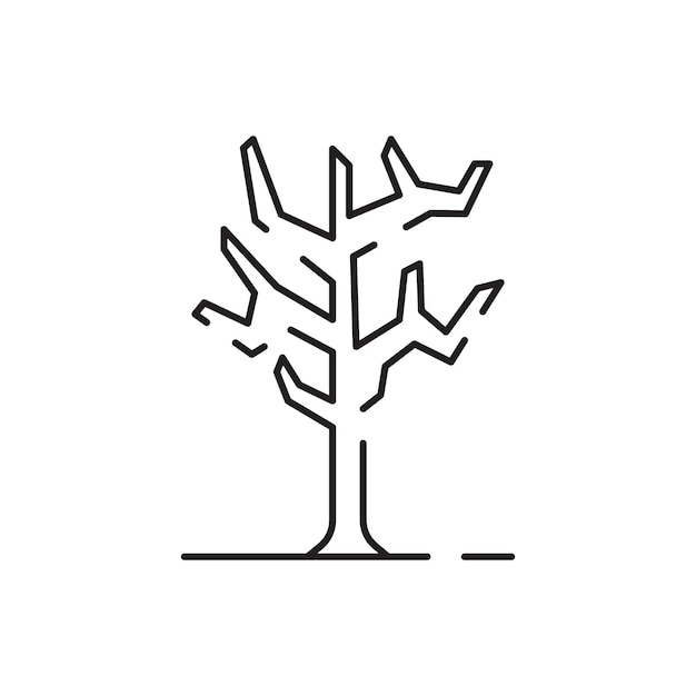 Икона линии дерева Естественно красивый символ Векторный контур дерева изолирован на белом фоне Коллекция плоских знаков лесного парка и сада