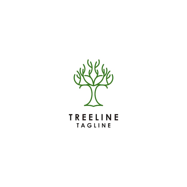 Tree line logo design icon vector