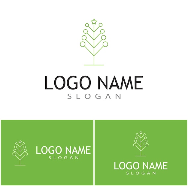 Природа векторного символа шаблона логотипа линии дерева