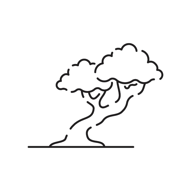 Tree in lineart style line vector icon Forest park and garden tree flat signs collection