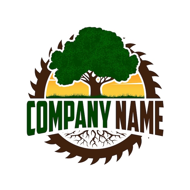 Tree logging logo, wood cutter logo